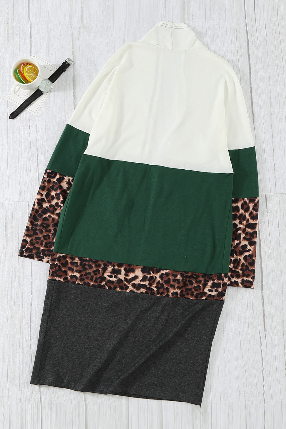Leopard Color Block Open Front Longline Cardigan - nailedmoms