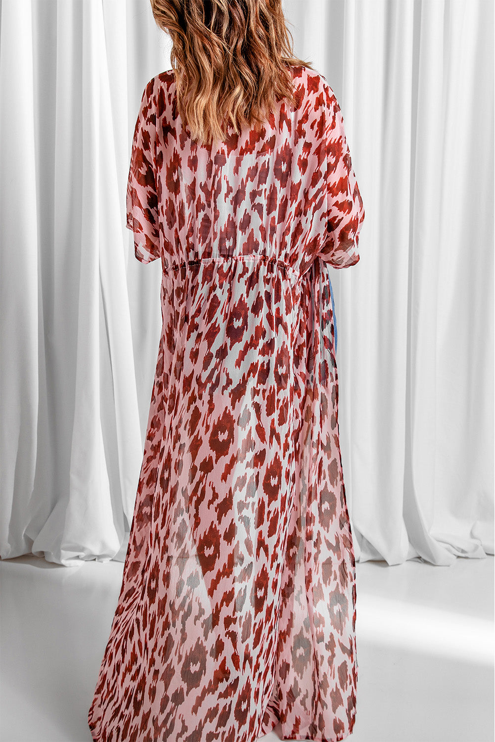 Animal Print Half Sleeve Duster Cardigan - nailedmoms