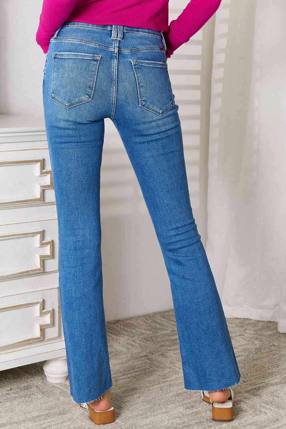 Kancan Full Size Distressed Raw Hem Bootcut Jeans - nailedmoms