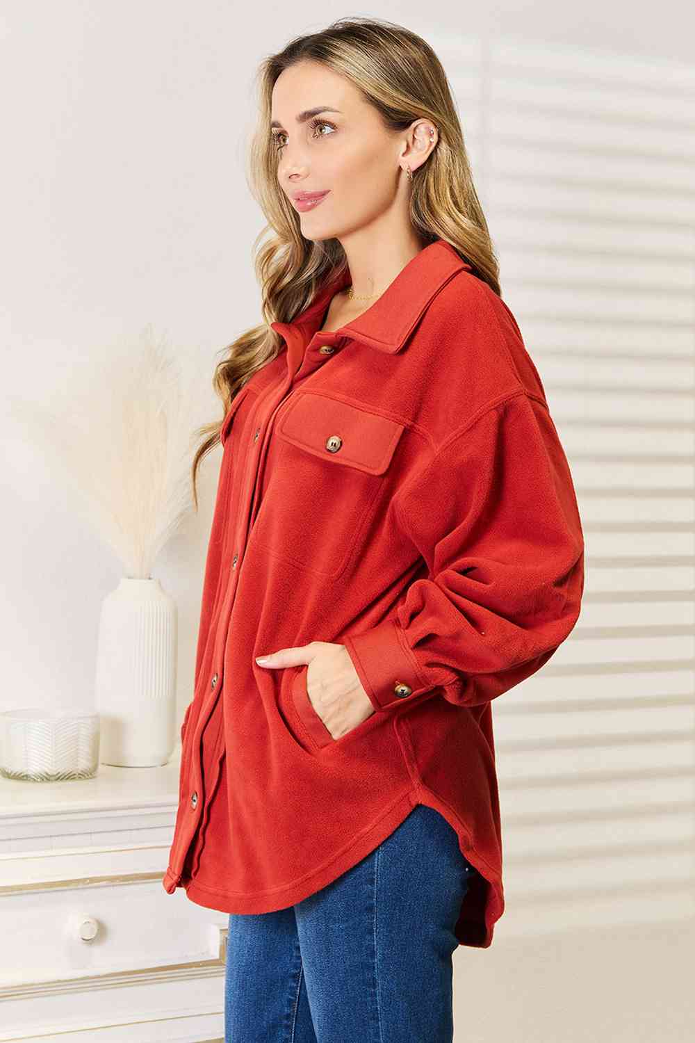 Heimish Cozy Girl Full Size Button Down Shacket - nailedmoms