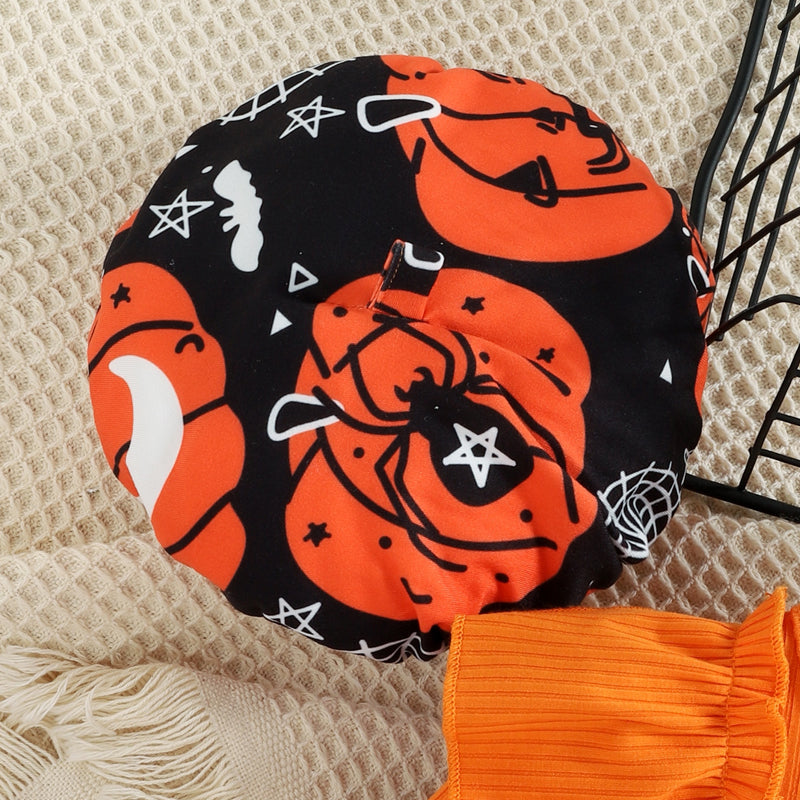 Round Neck Ruffle Trim Halloween Theme Dress - nailedmoms