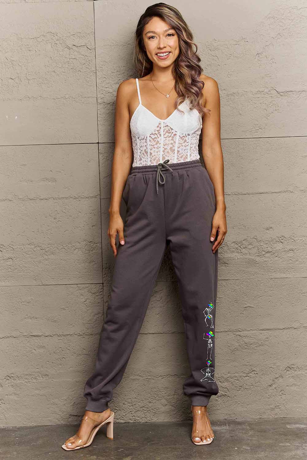 Simply Love Full Size SKELETON Graphic Sweatpants - nailedmoms