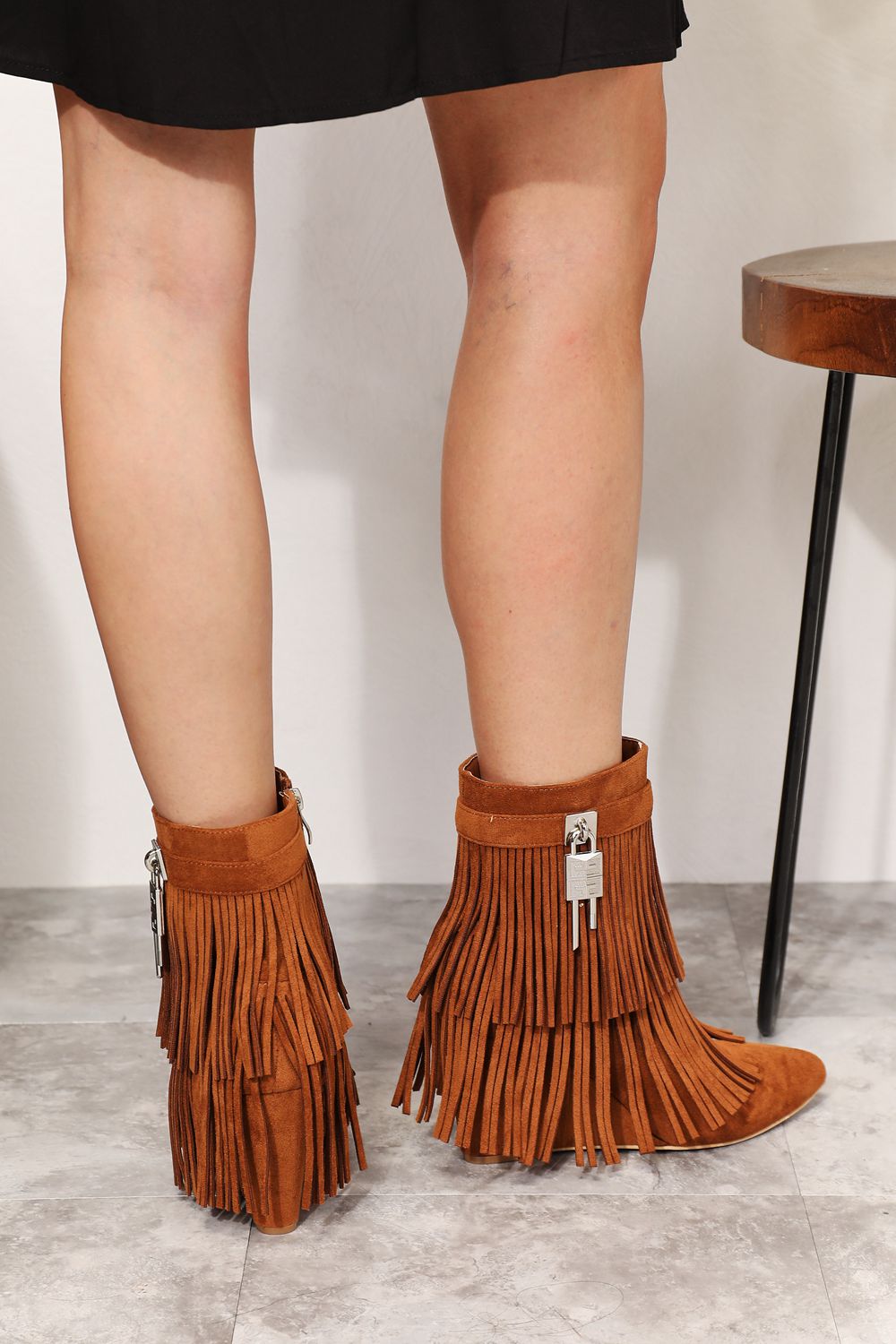 Legend Women's Tassel Wedge Heel Ankle Booties - nailedmoms