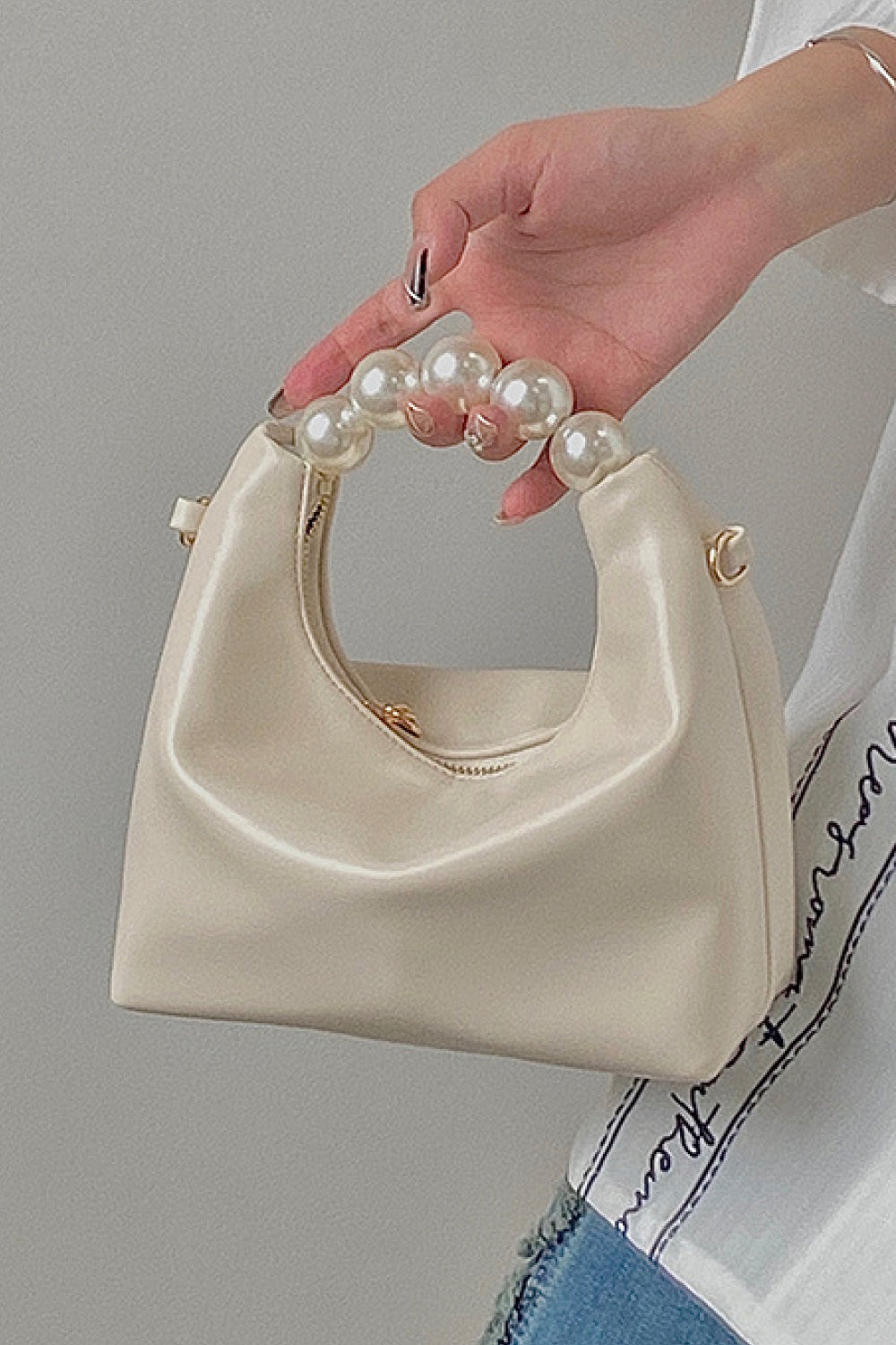 PU Leather Pearl Handbag - nailedmoms