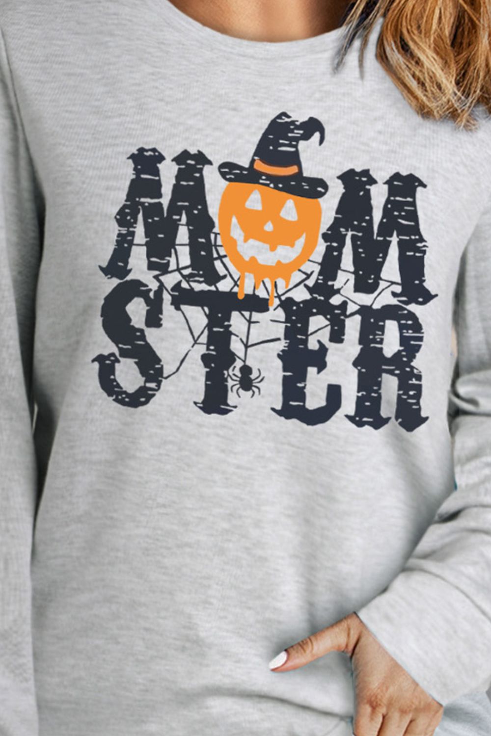 Round Neck Long Sleeve MOMSTER Graphic Sweatshirt - nailedmoms