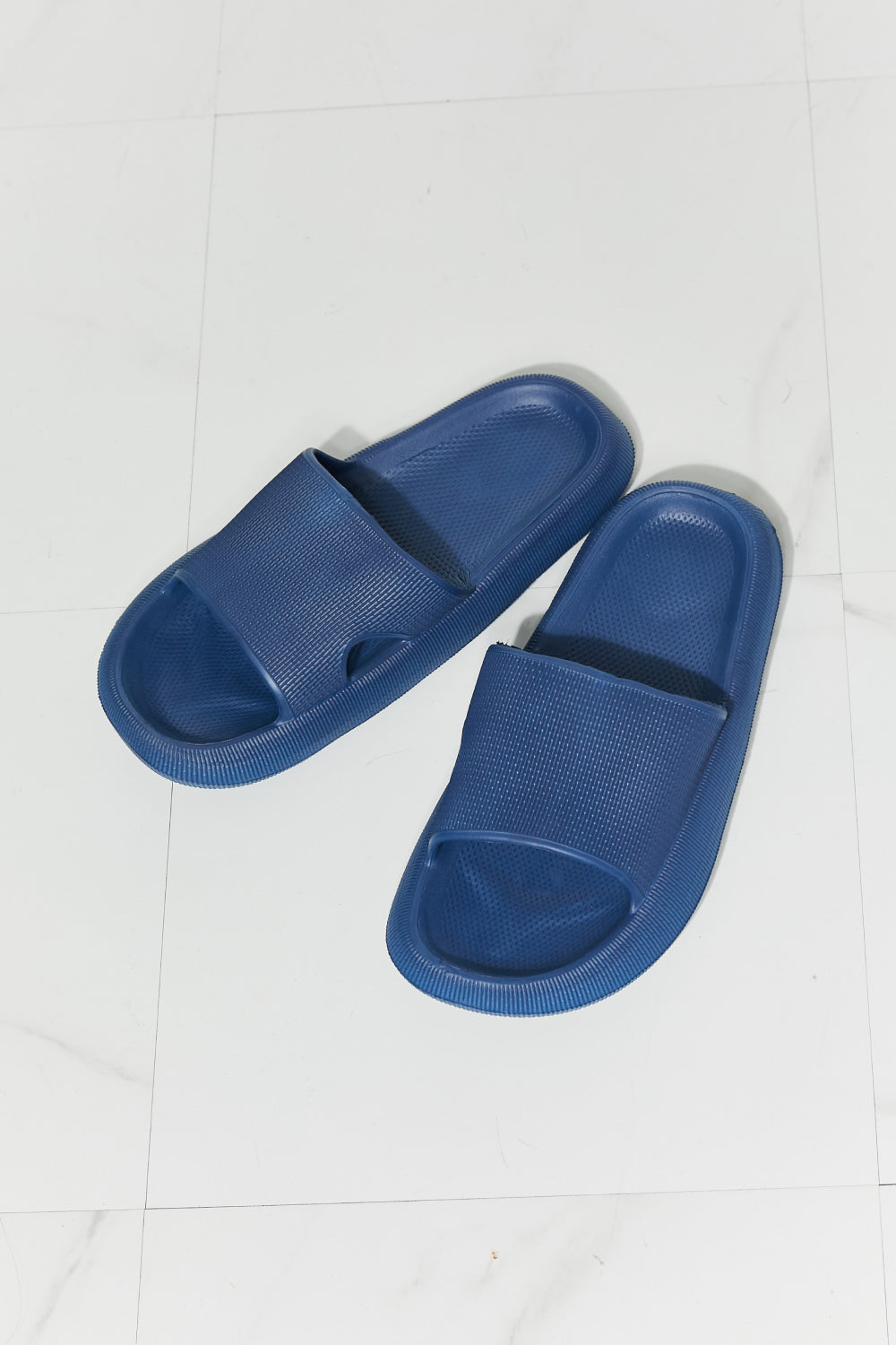 MMShoes Arms Around Me Open Toe Slide in Navy - nailedmoms
