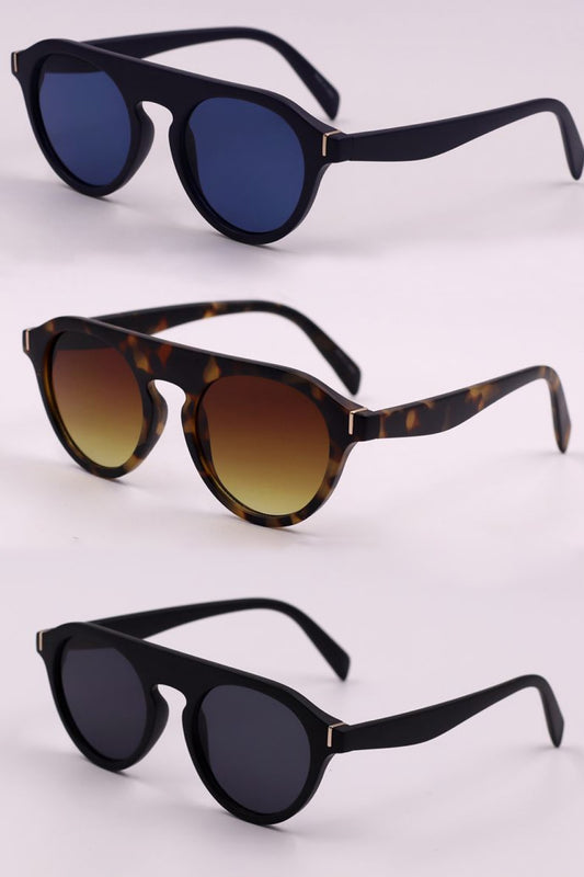 3-Piece Round Polycarbonate Full Rim Sunglasses - nailedmoms