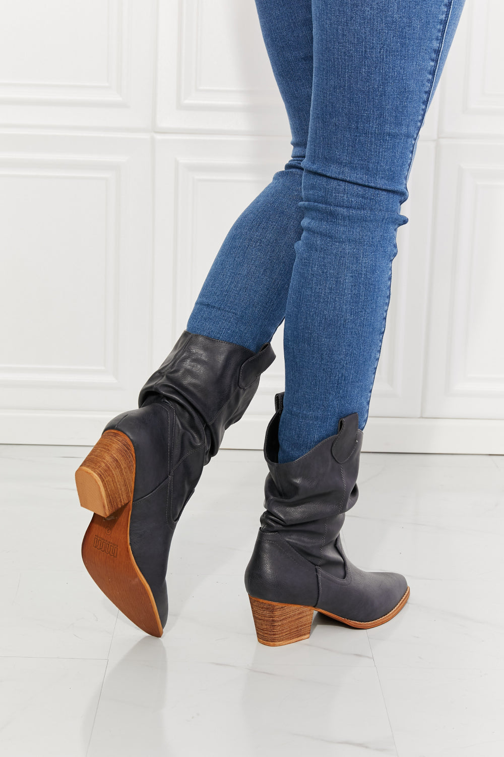 MMShoes Better in Texas Scrunch Cowboy Boots in Navy - nailedmoms