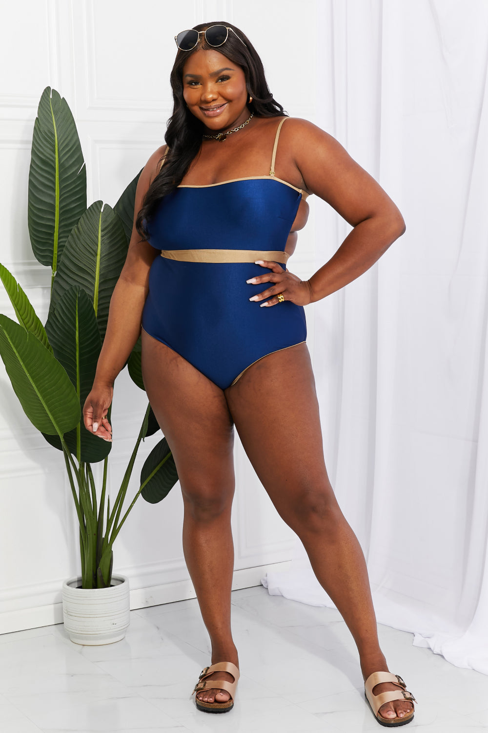 Marina West Swim Wave Break Contrast Trim One-Piece - nailedmoms