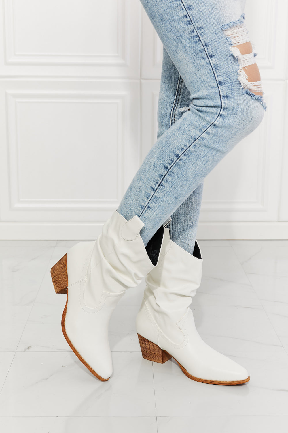 MMShoes Better in Texas Scrunch Cowboy Boots in White - nailedmoms