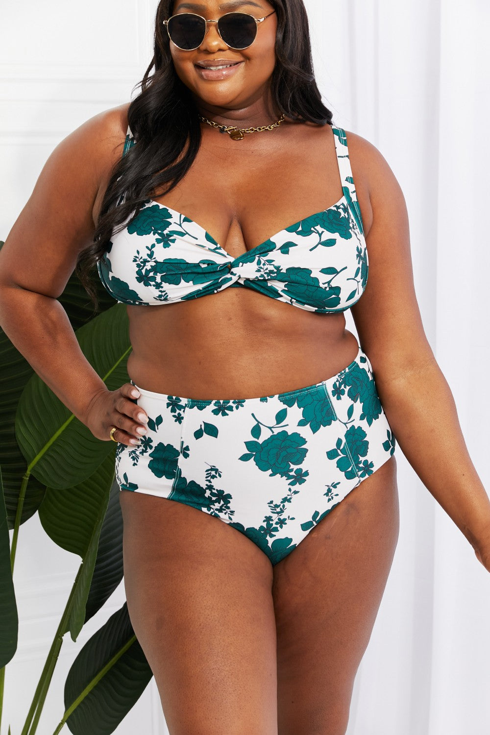 Marina West Swim Take A Dip Twist High-Rise Bikini in Forest - nailedmoms