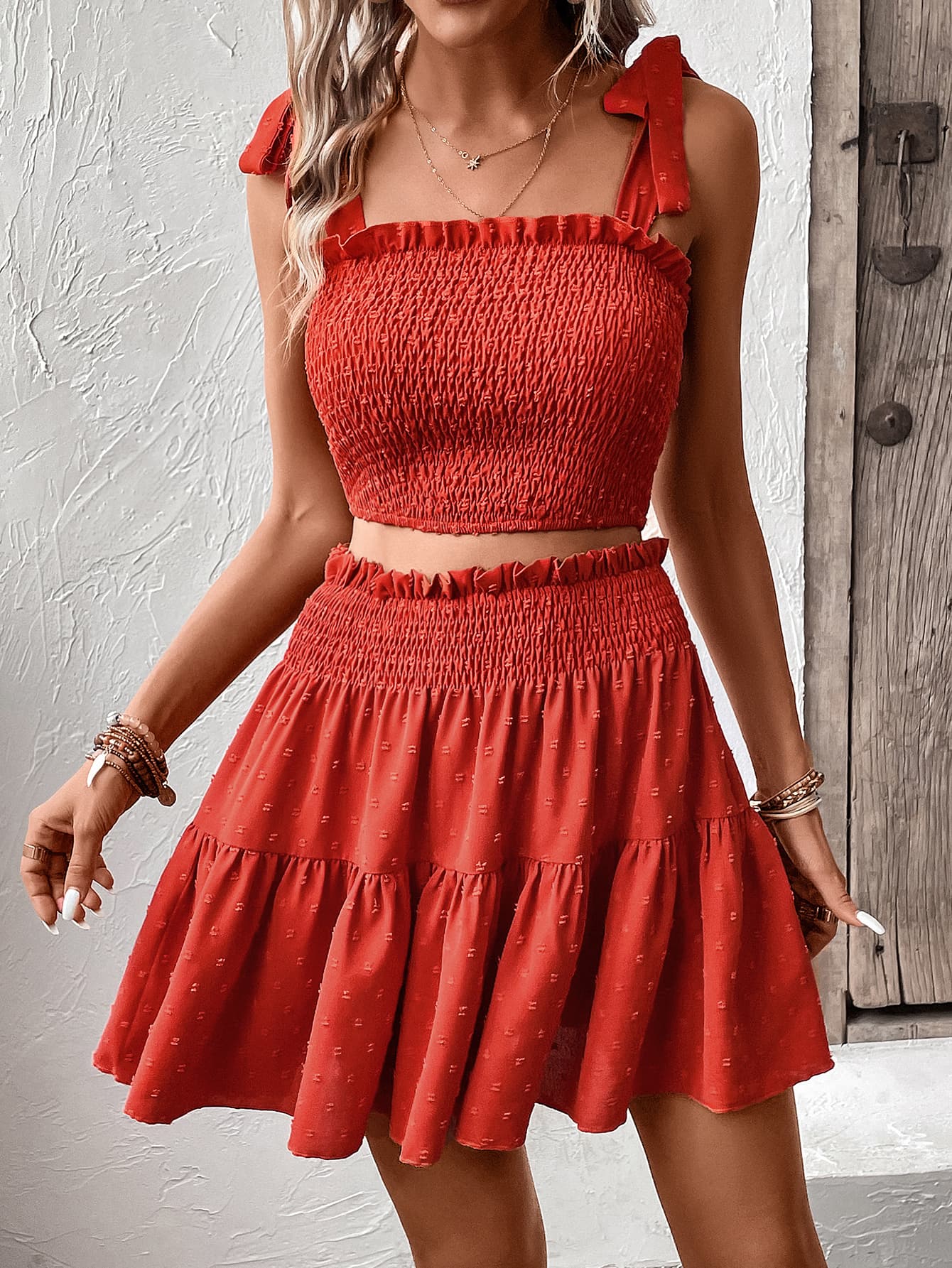 Smocked Tank and Frill Trim Skirt Set - nailedmoms