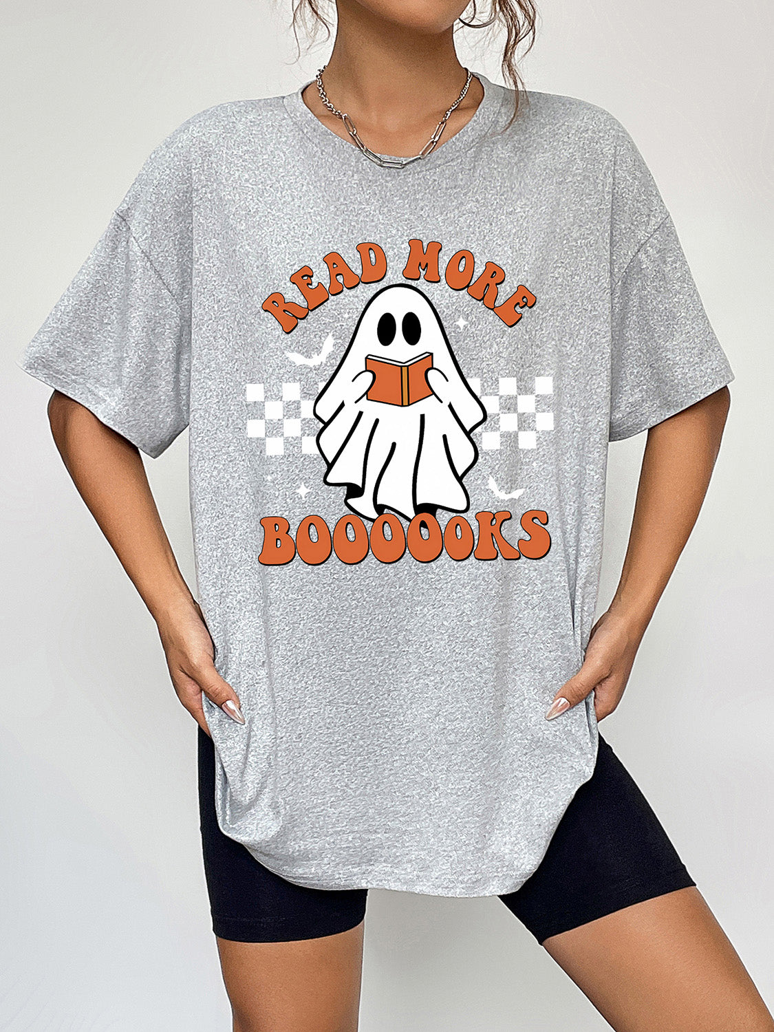 Round Neck Short Sleeve Ghost Graphic T-Shirt - nailedmoms