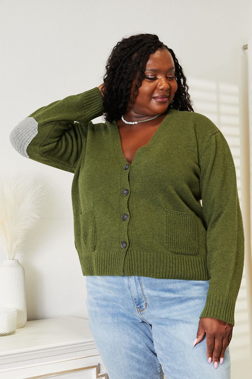 Heimish Full Size Long Sleeve V Neck Button Down Cardigan - nailedmoms