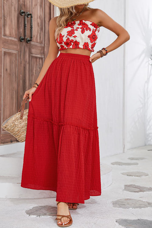 Floral Tube Top and Maxi Skirt Set - nailedmoms
