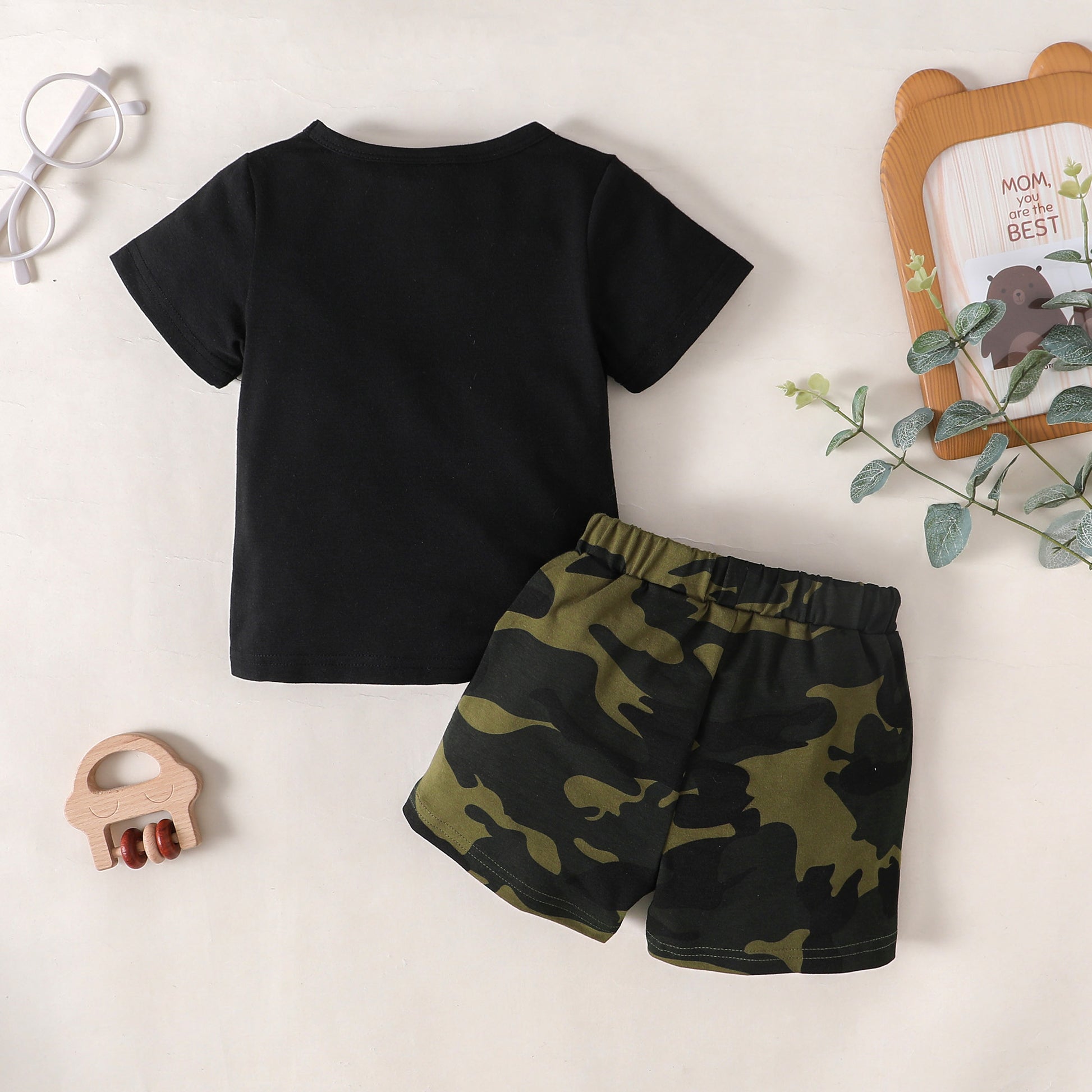 MAMA'S BOY Graphic T-Shirt and Camouflage Shorts Set - nailedmoms