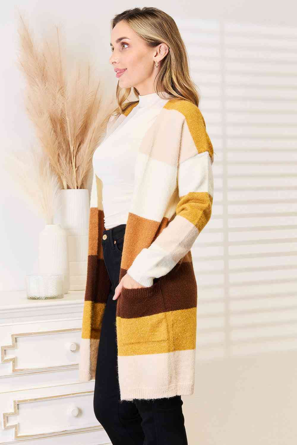 Woven Right Color Block Dropped Shoulder Cardigan - nailedmoms