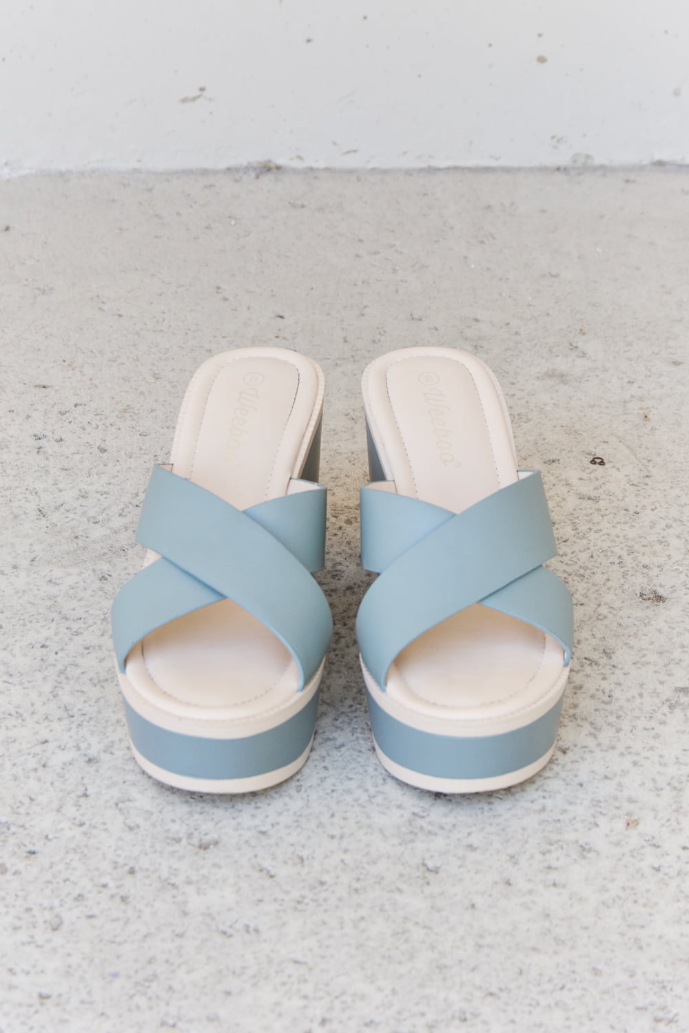 Weeboo Cherish The Moments Contrast Platform Sandals in Misty Blue - nailedmoms