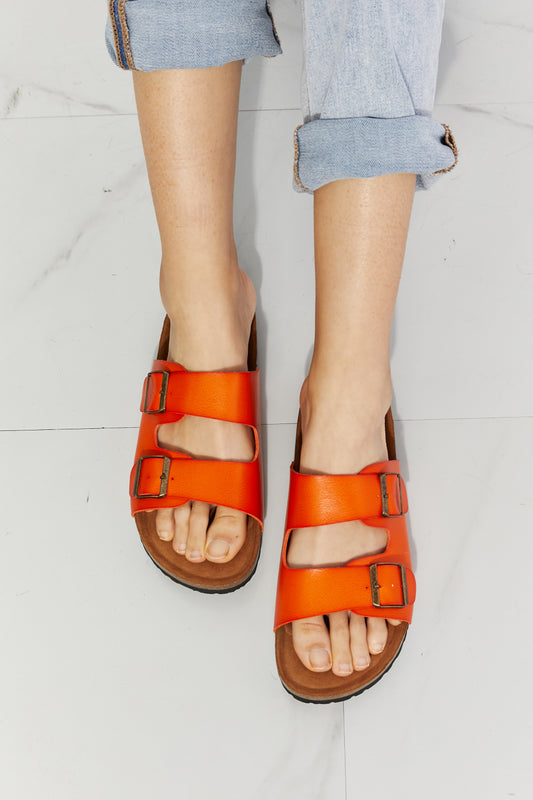 MMShoes Feeling Alive Double Banded Slide Sandals in Orange - nailedmoms