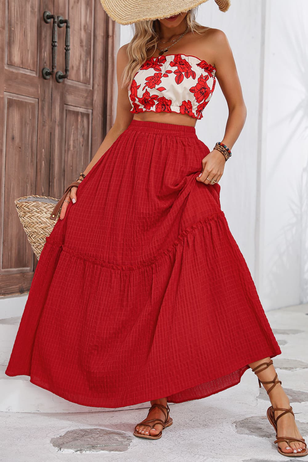 Floral Tube Top and Maxi Skirt Set - nailedmoms