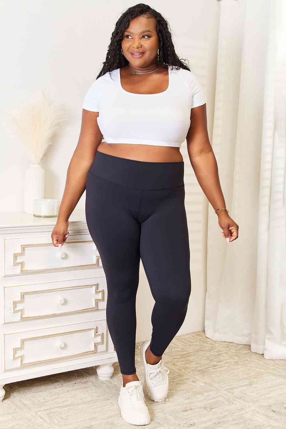 Double Take Wide Waistband Sports Leggings - nailedmoms