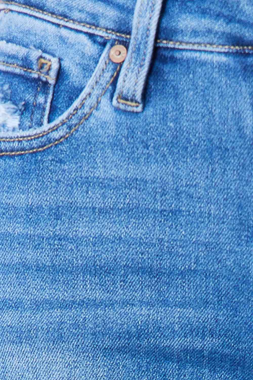 Kancan Full Size Distressed Raw Hem Bootcut Jeans - nailedmoms