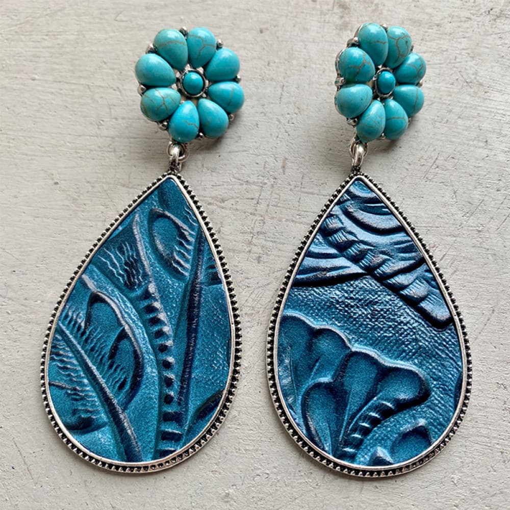Turquoise Flower Teardrop Earrings - nailedmoms