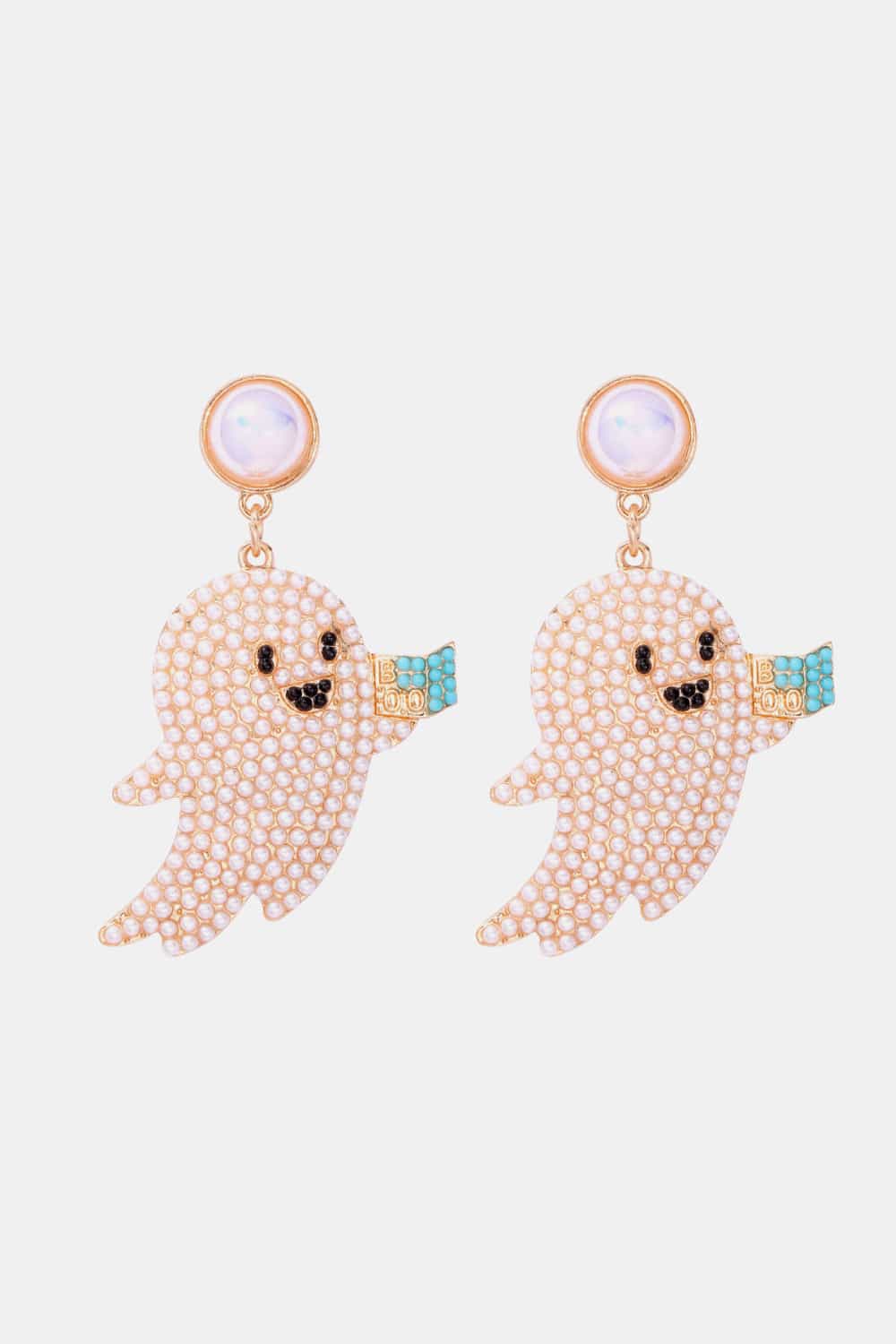 Ghost Shape Synthetic Pearl Dangle Earrings - nailedmoms