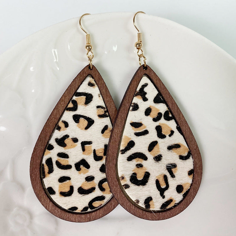 Teardrop Shape Wooden Dangle Earrings - nailedmoms