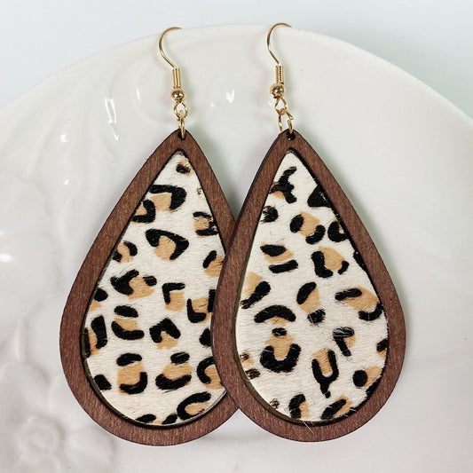 Teardrop Shape Wooden Dangle Earrings - nailedmoms