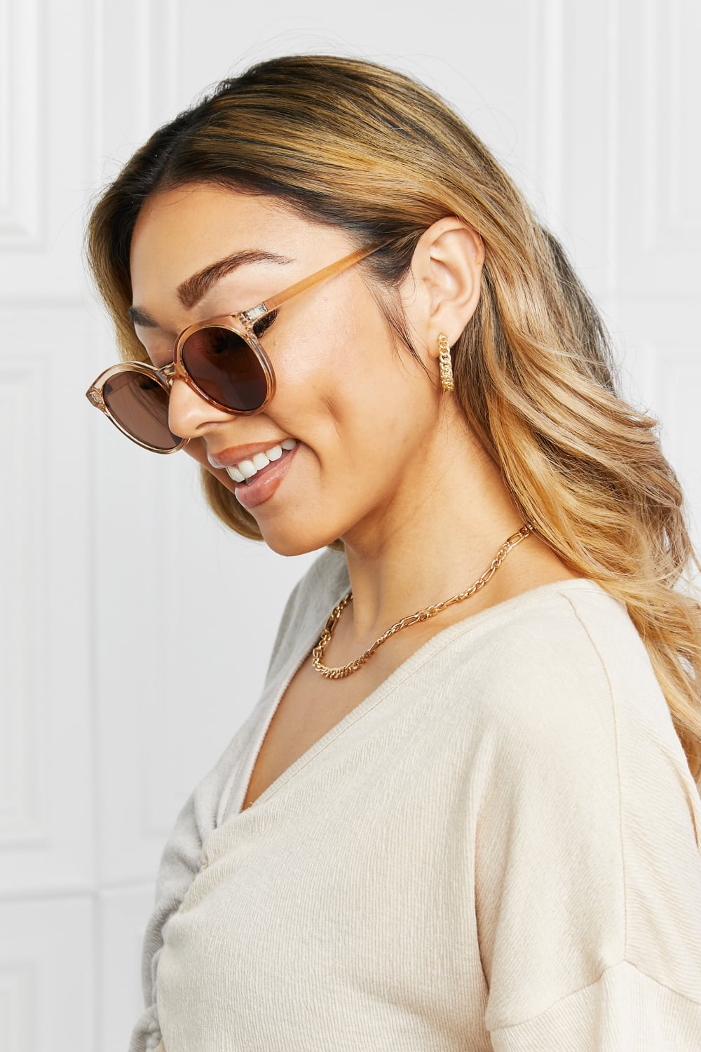 Round Full Rim Polycarbonate Frame Sunglasses - nailedmoms
