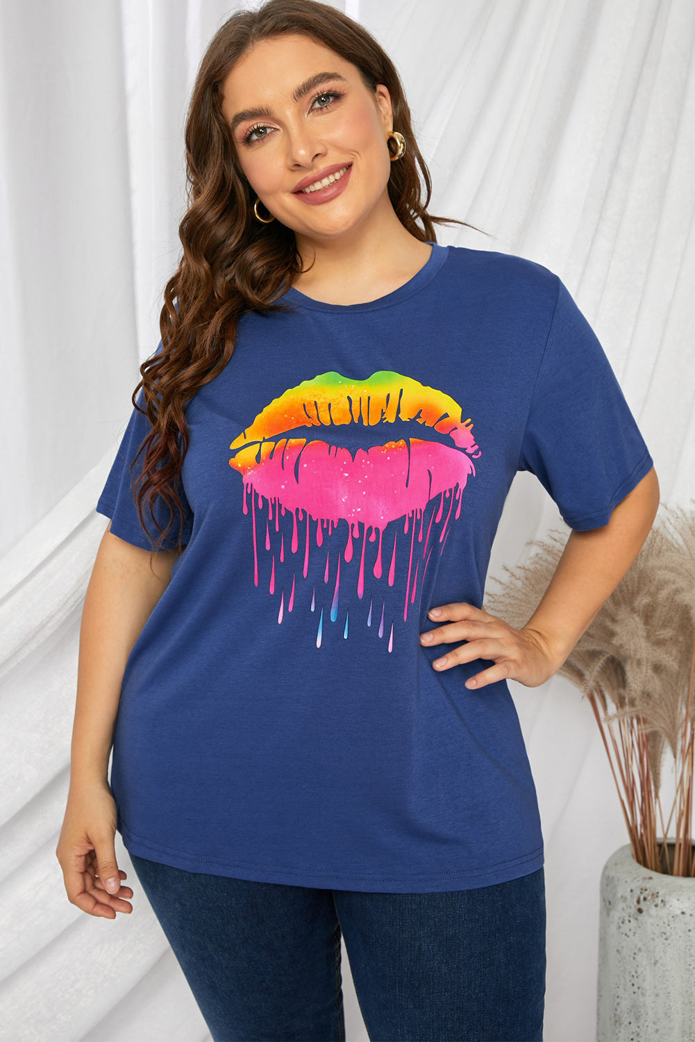 Plus Size Lip Graphic Tee Shirt - nailedmoms