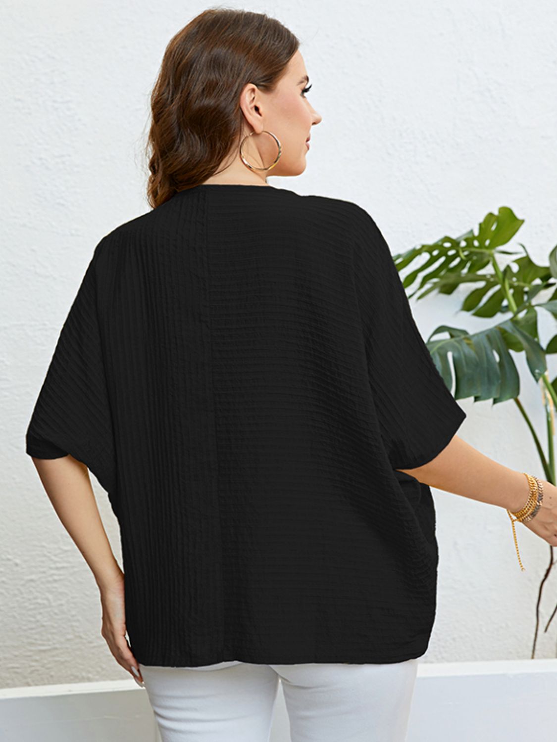 Plus Size Seam Detail Half Sleeve Top - nailedmoms