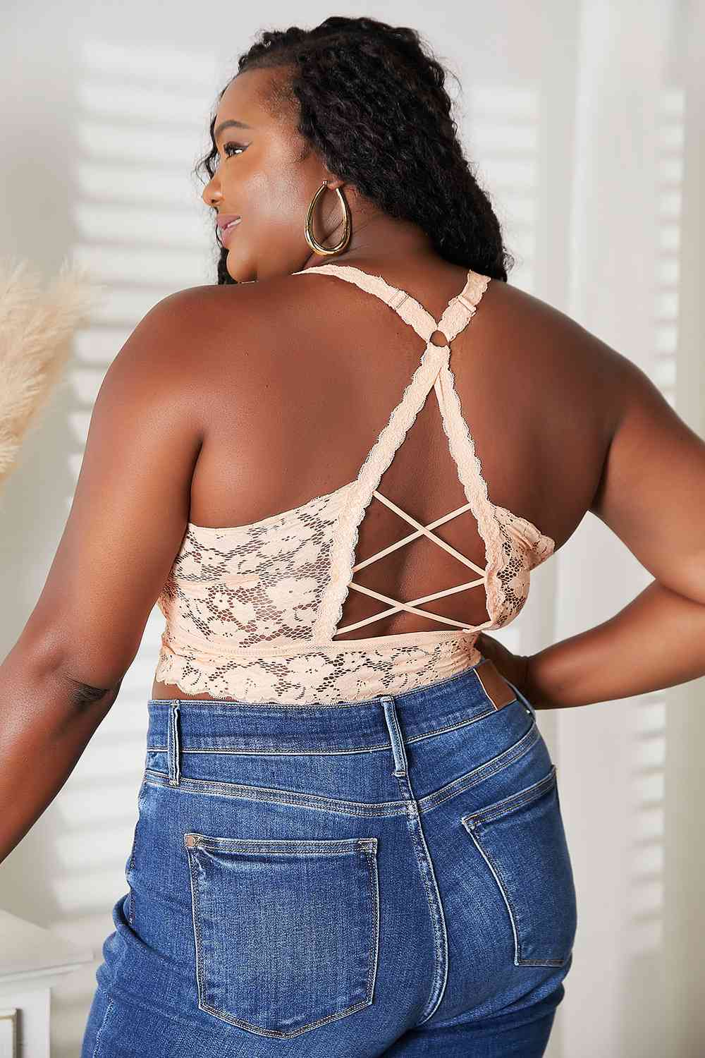 JadyK Juliette Full Size Crisscross Lace Bralette - nailedmoms