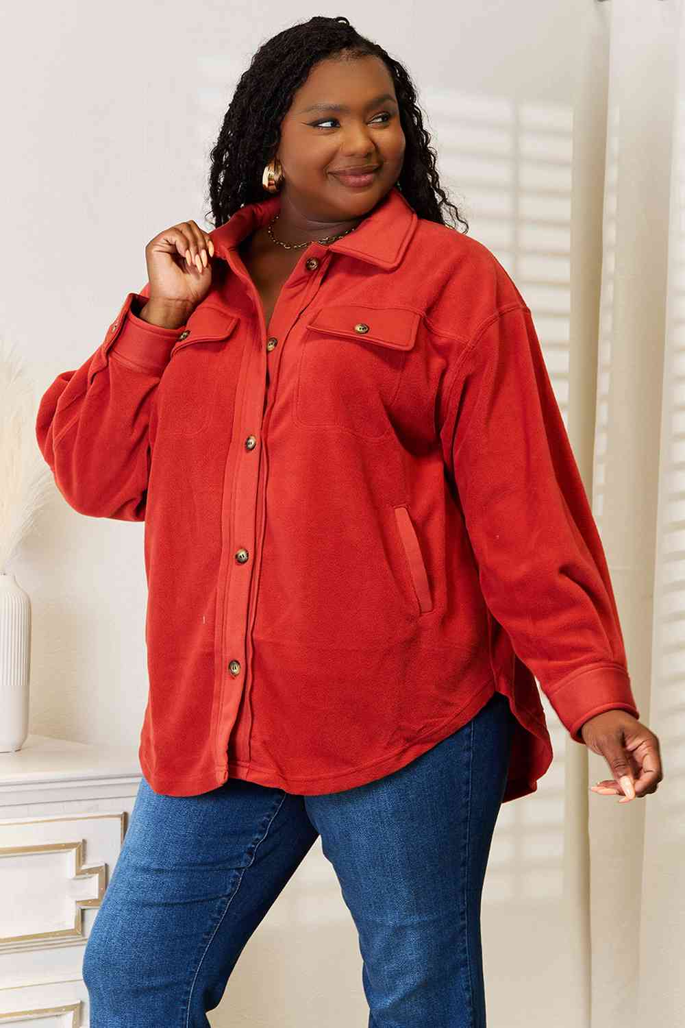Heimish Cozy Girl Full Size Button Down Shacket - nailedmoms
