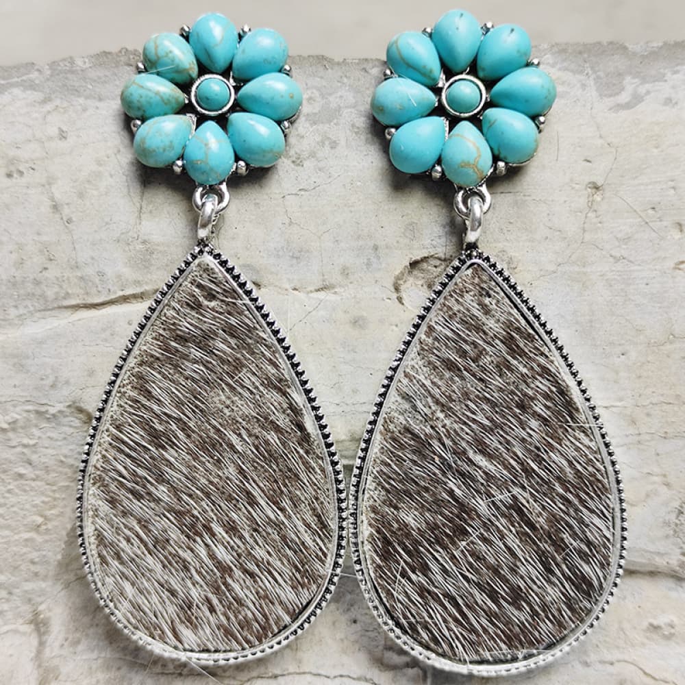 Turquoise Flower Teardrop Earrings - nailedmoms