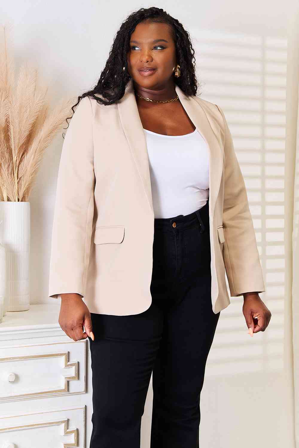 Double Take Shawl Collar Long Sleeve Blazer - nailedmoms