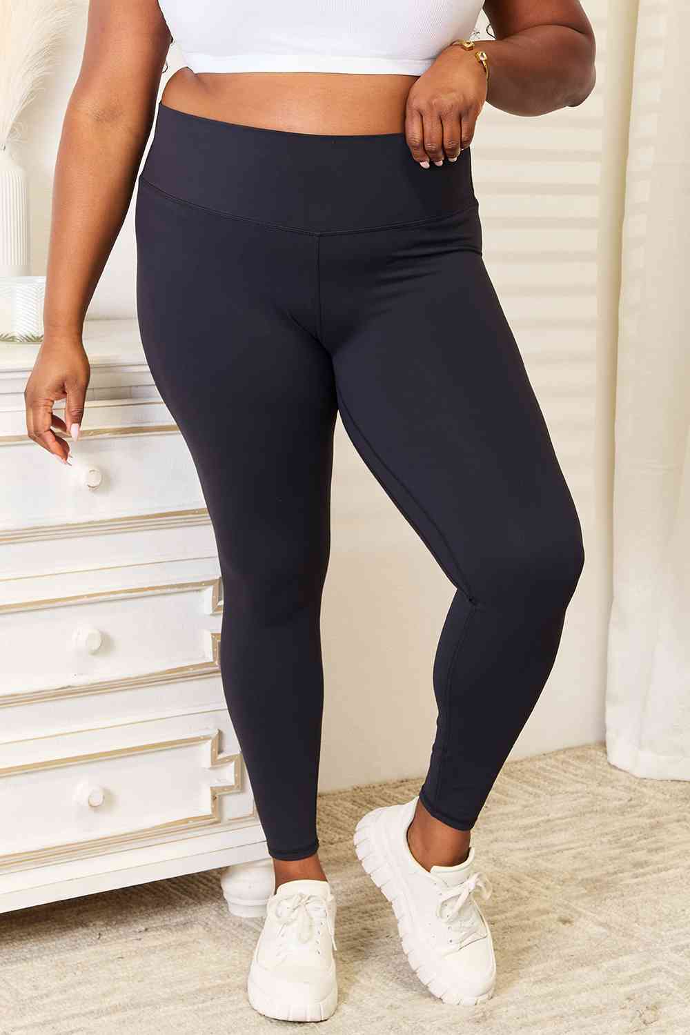 Double Take Wide Waistband Sports Leggings - nailedmoms
