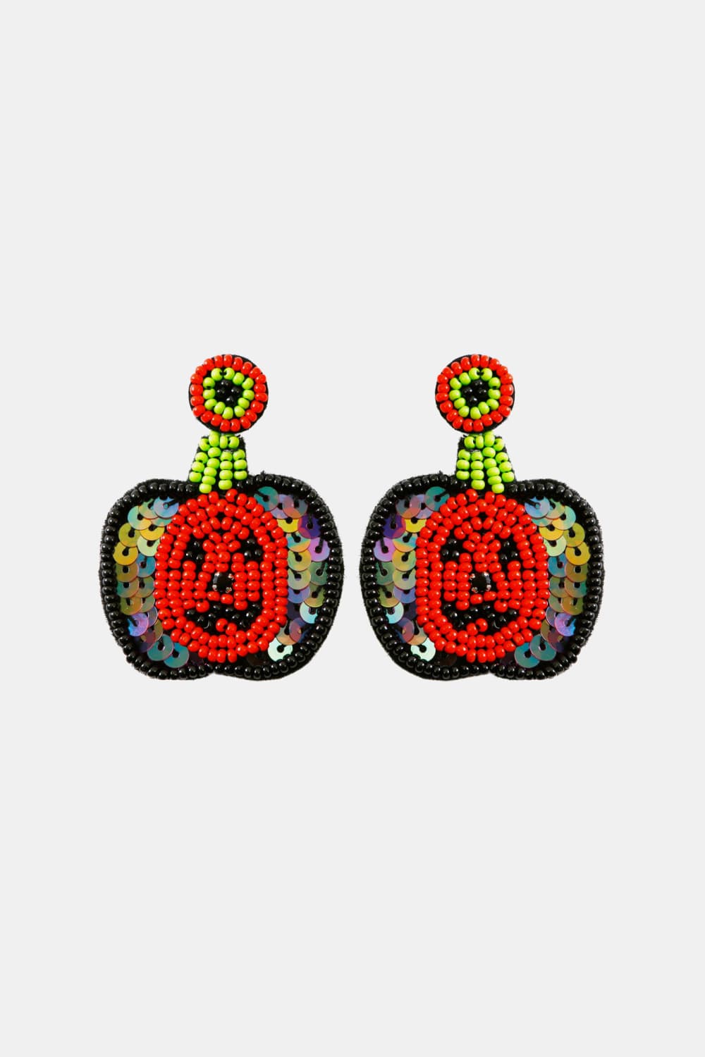 Pumpkin Shape Beaded Dangle Earrings - nailedmoms