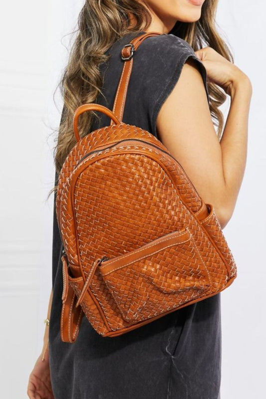 SHOMICO Certainly Chic Faux Leather Woven Backpack - nailedmoms