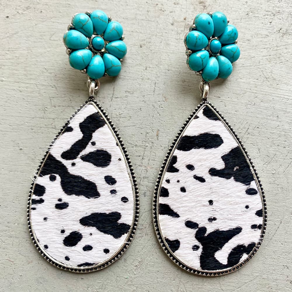 Turquoise Flower Teardrop Earrings - nailedmoms