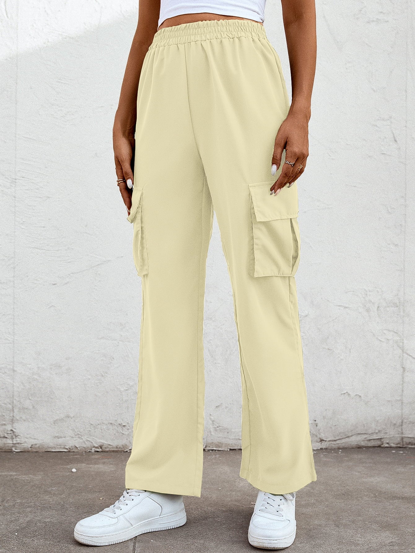 Elastic Waist Straight Leg Cargo Pants - nailedmoms