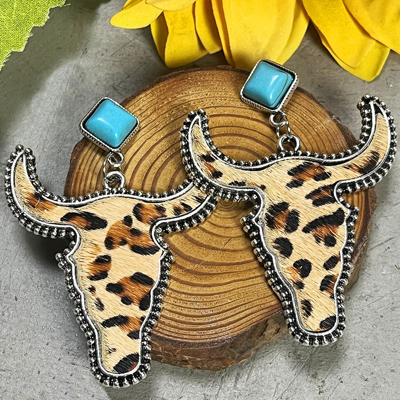 Bull Shape Turquoise Dangle Earrings - nailedmoms