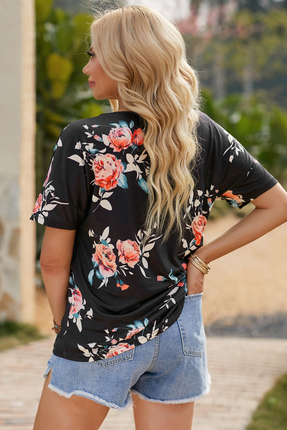 Petal Pop Floral Round Neck Short Sleeve Tee - nailedmoms