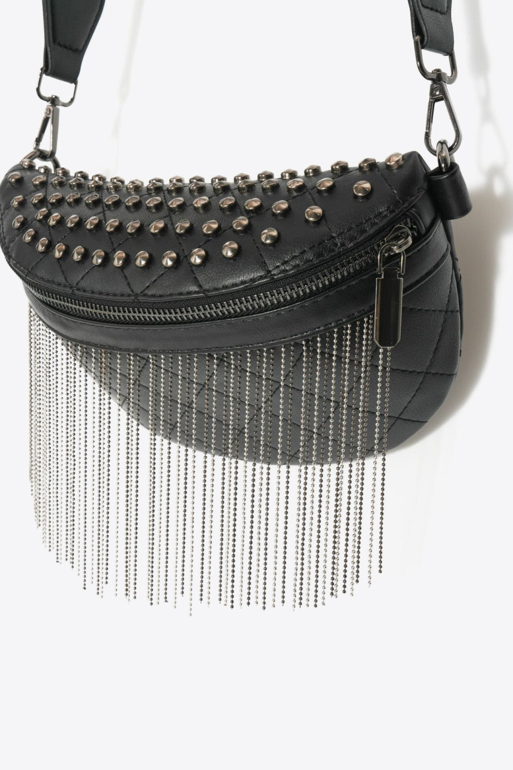 PU Leather Studded Sling Bag with Fringes - nailedmoms