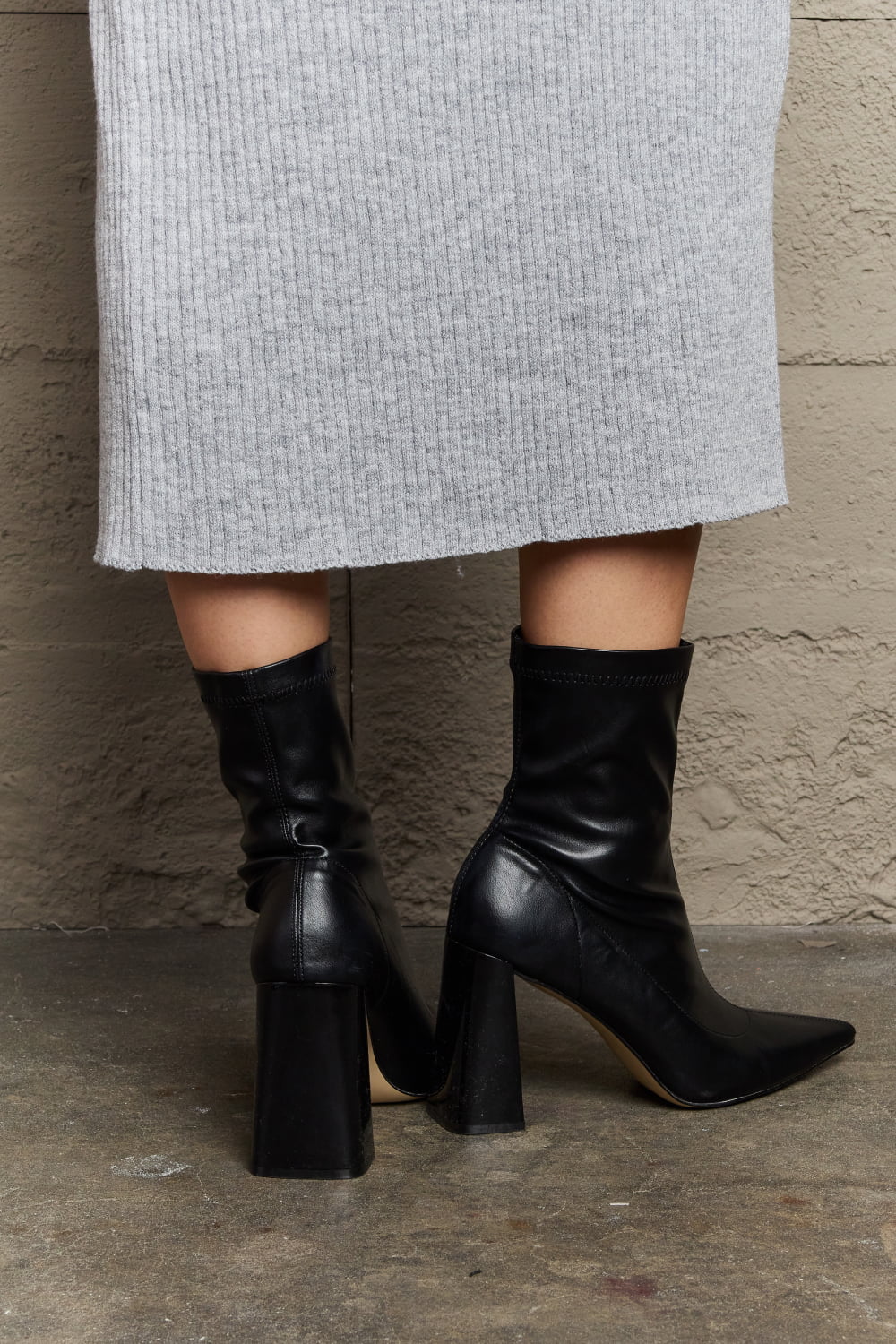 Weeboo Stacy Block Heel Sock Boots - nailedmoms