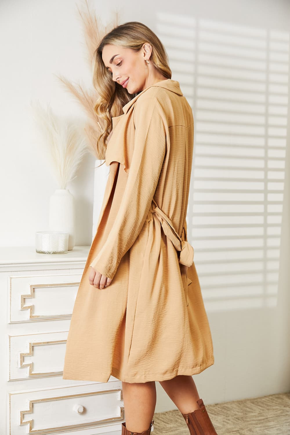Culture Code Full Size Tied Trench Coat with Pockets - nailedmoms