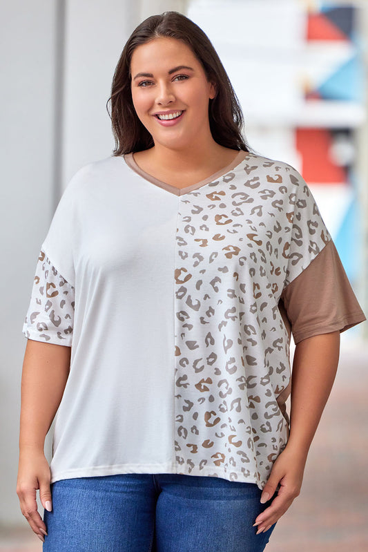Plus Size Leopard V-Neck T-Shirt - nailedmoms