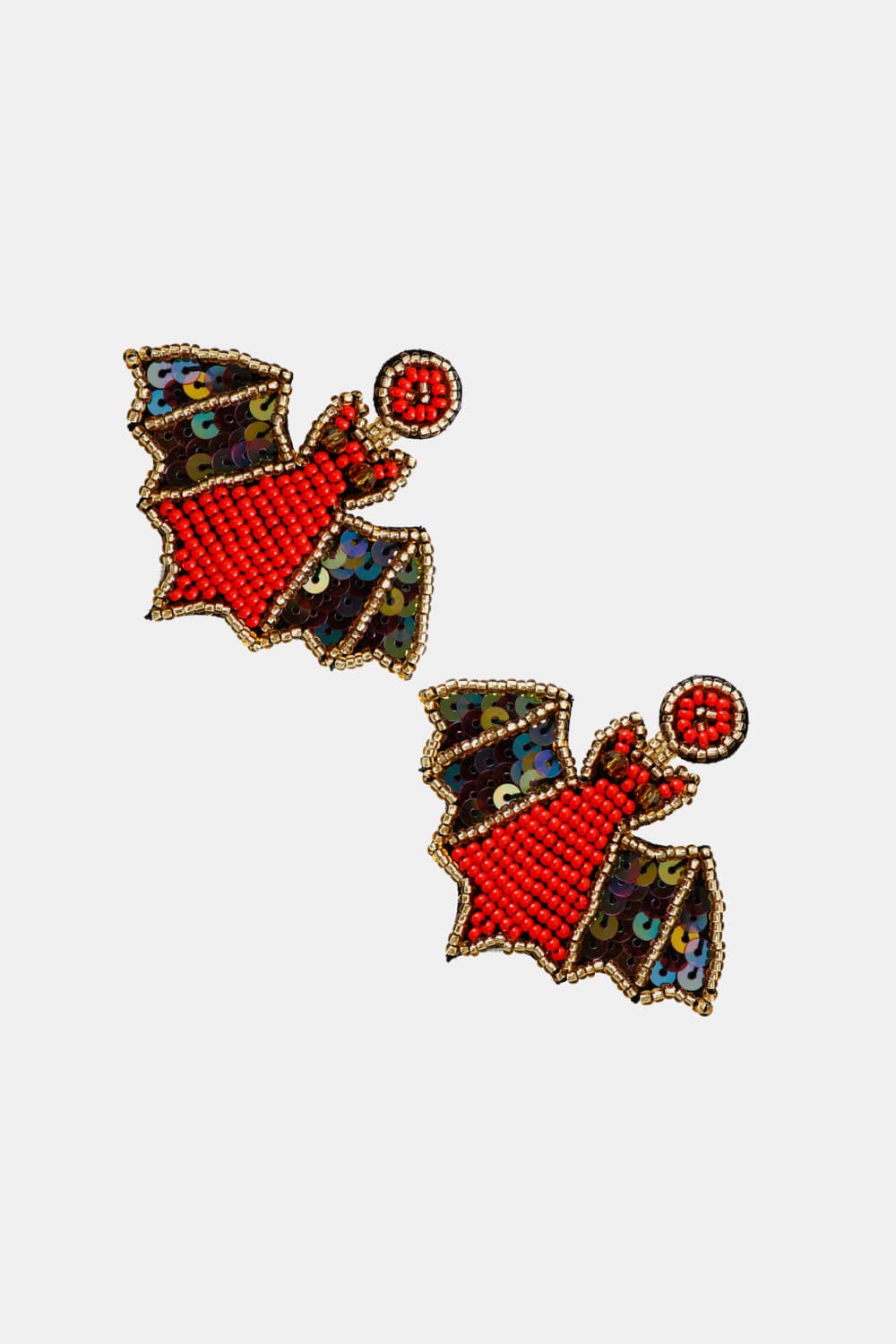 Bat Shape Beaded Dangle Earrings - nailedmoms