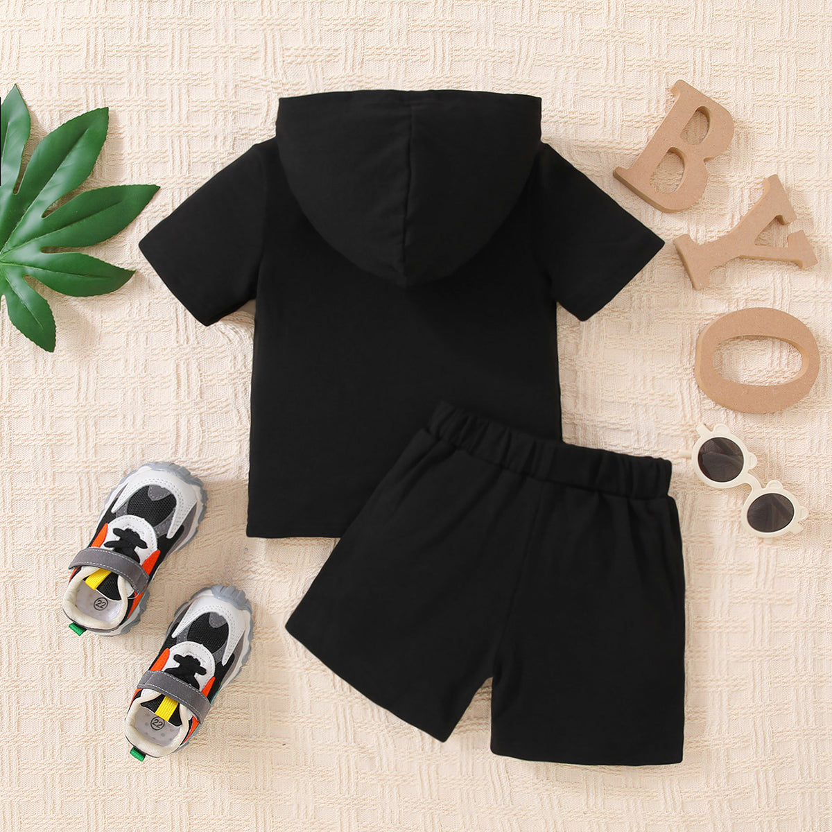 Kids MAMA'S BOY Graphic Short Sleeve Hoodie and Shorts Set - nailedmoms